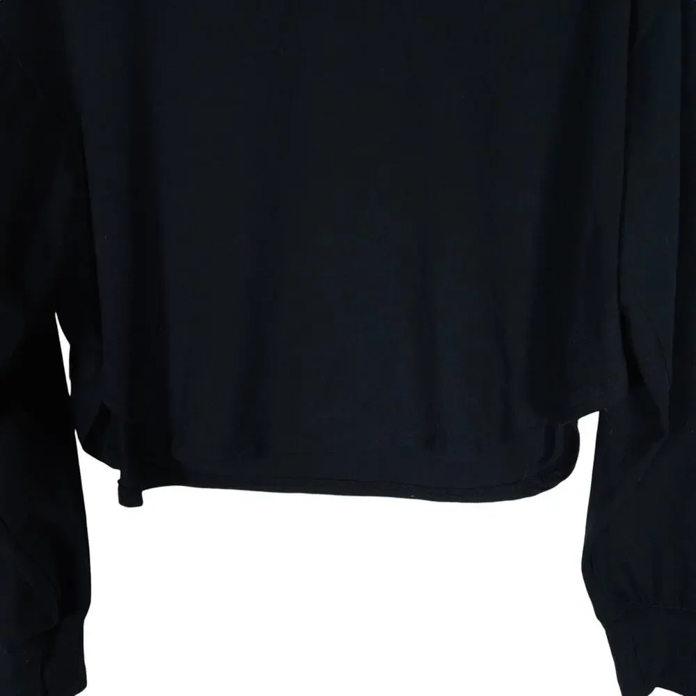 Gilly Hicks GO Womens Hoodie Medium Black Cropped Relaxed Fit Pullover Open Back - Picture 6 of 11
